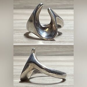 Vintage Handmade Sterling Silver Abstract Modernist Tapered Band Ring, Size 6